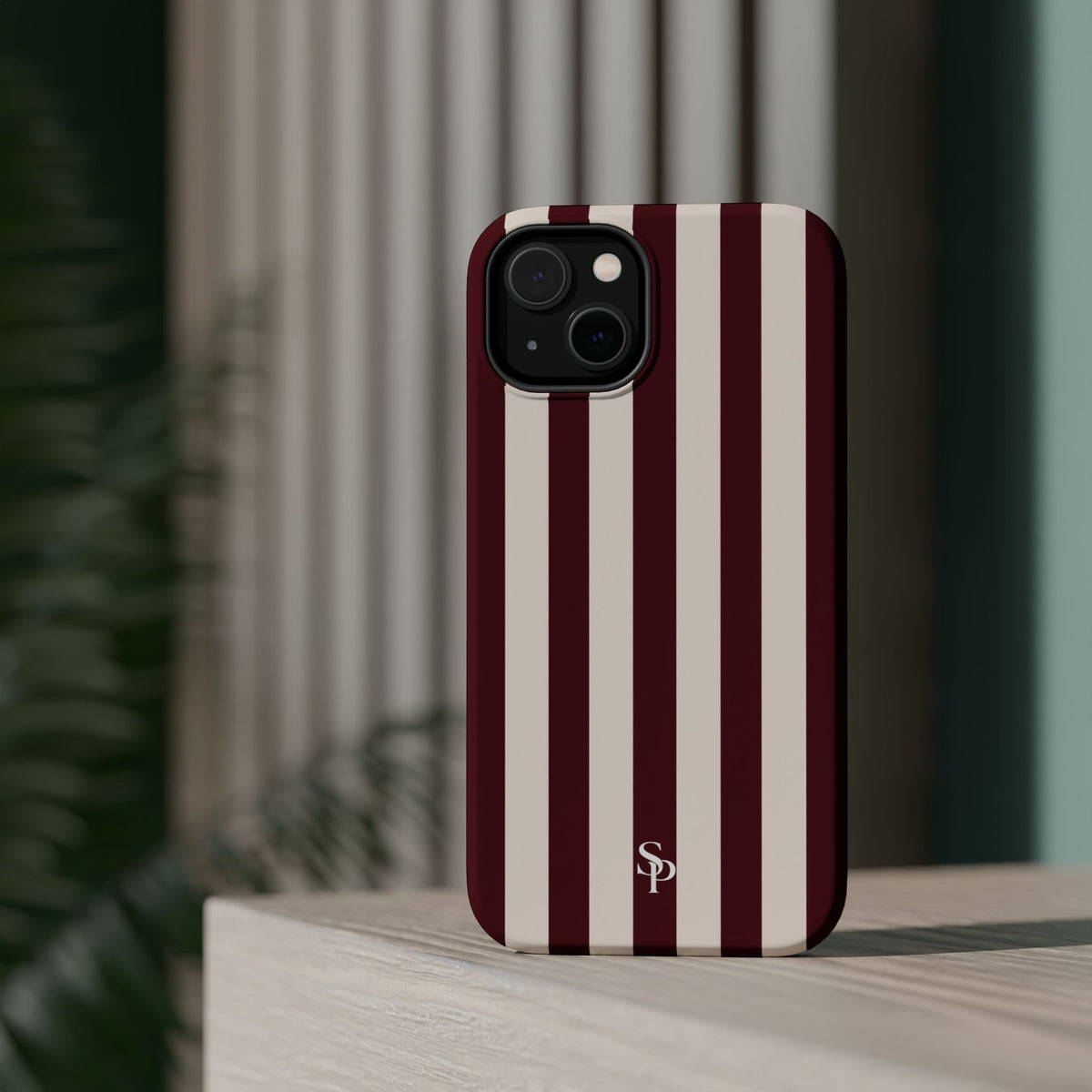 Burgundy Striped Magnetic Phone Case